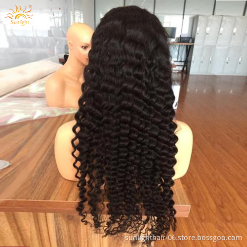 Sunlight curly unprocessed woman hair virgin brazilian virgin human hair raw curly hair pre pluck lace wig